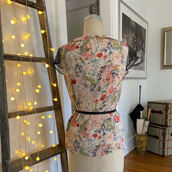 Floral and lace blouse with Peter Pan collar - Picture 2 of 12